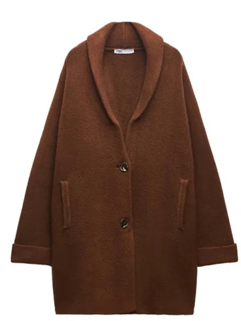 ZARA Chestnut Single-Button Trench knit coat